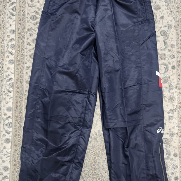 아식스 네이비 밑단 지퍼 트레이닝 팬츠 M (31인치까지)