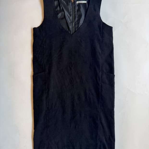 BLACK SUEDE SLEEVELESS DRESS