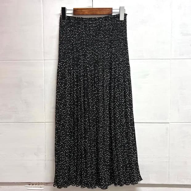 도트 플리츠 키치 괴짜 리버서블 롱 스커트 JPN