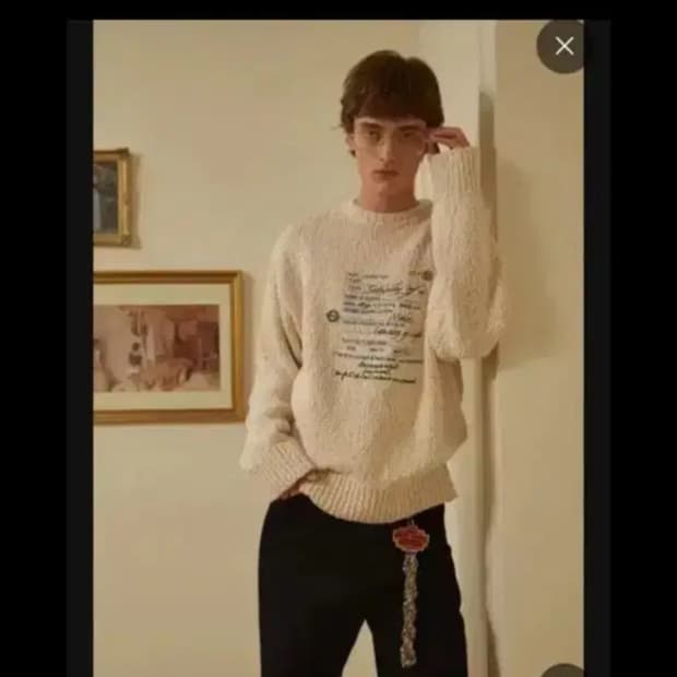 stu 영수증 니트 L 아이보리