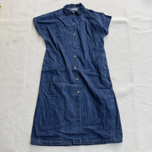 M 자라 데님 반팔 셔츠 원피스 0317T