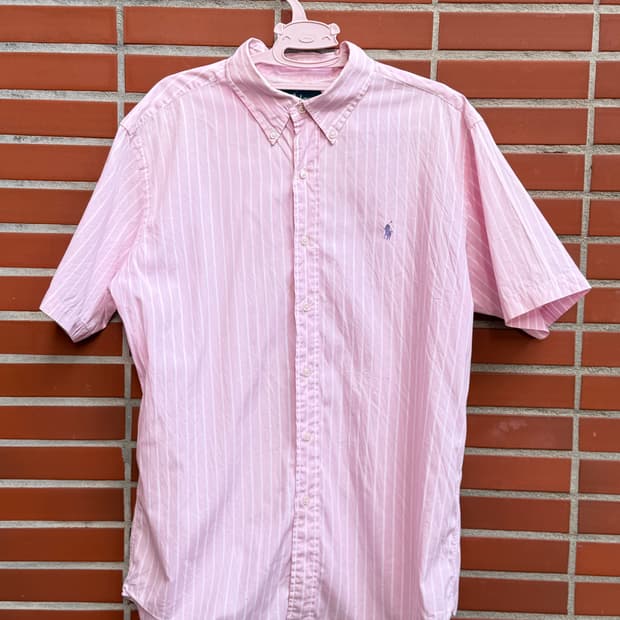 폴로 랄프로렌 핑크 스트라이프 반팔 셔츠