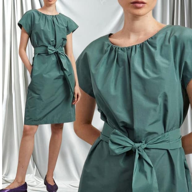 막스마라 22 벨티드 셔링 코튼 원피스