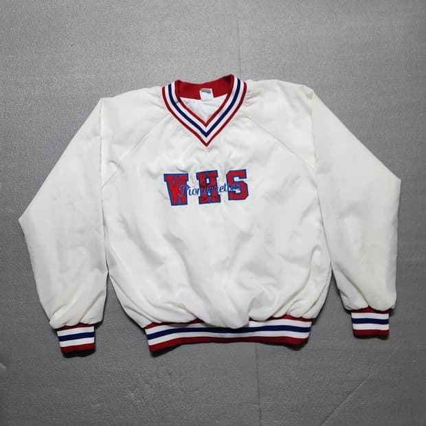 USA 80~90's Varsity 브이넥 나일론 웜업 바람막이