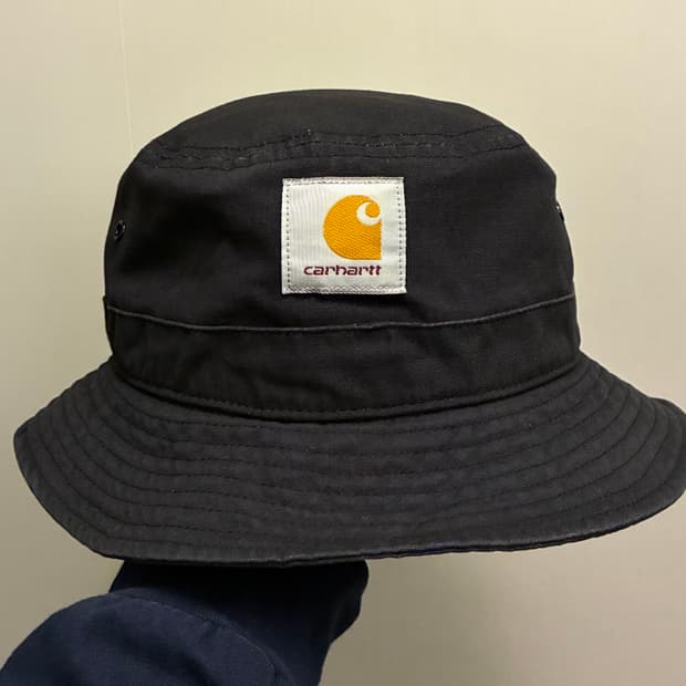 (M~L)칼하트 Wip 코튼 워치 버킷햇 블랙 워시드