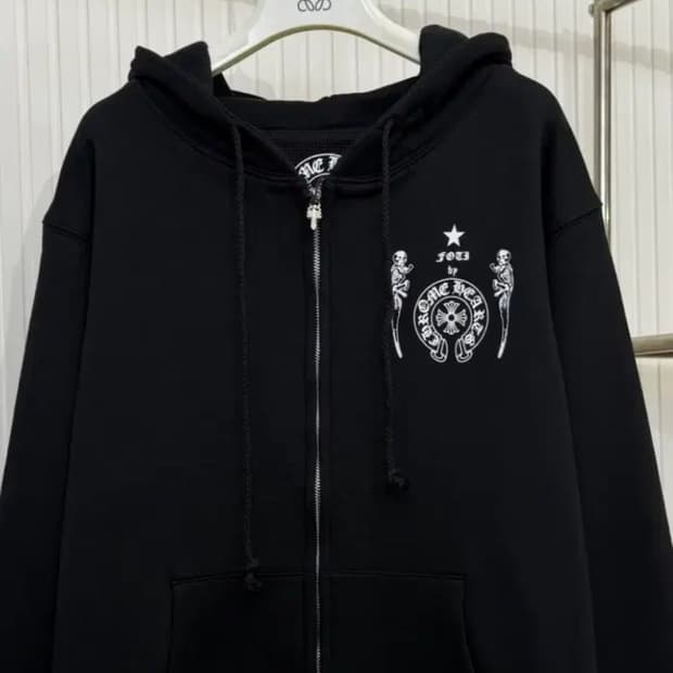 [정품] 크롬하츠X포티 백로고 대거 후드집업 블랙 L