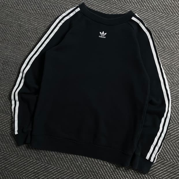 아디다스 트레포일 센터로고 스웻 긴팔 티셔츠 블랙y 4095