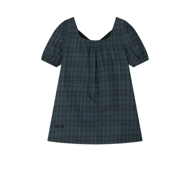 콜로신스 블랙 타이 블라우스 틸 체크