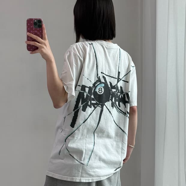 스투시 쉐터드 화이트 반팔