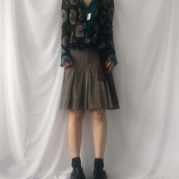 Hiroko koshino pattern mesh cardigan