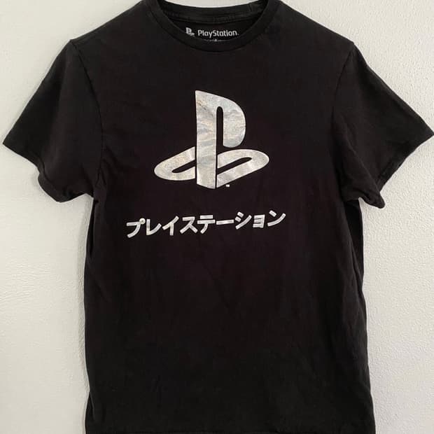 PlayStation 플레이스테이션 일본어 로고 공식 라이선스 반팔 L