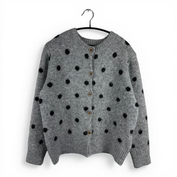  (무료배송)F) 르샵 도트 포인트 버튼업 니트 가디건