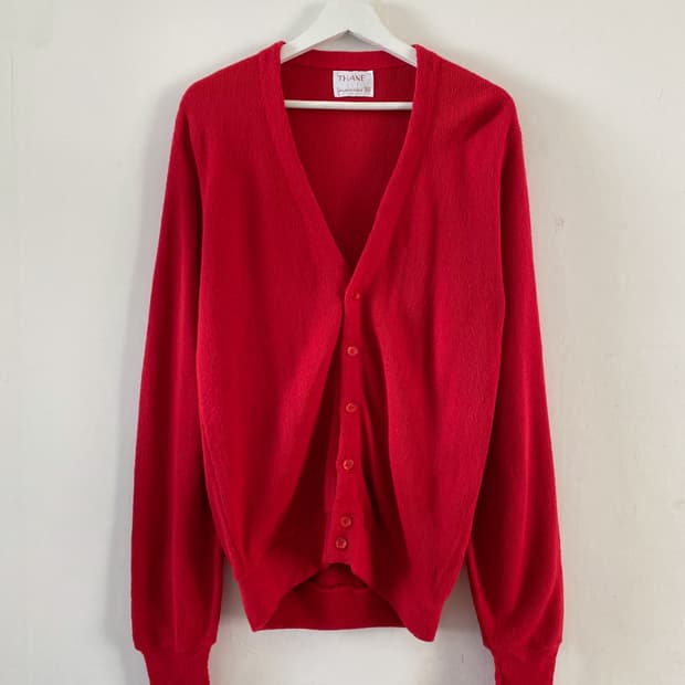 80s 빈티지 THANE 레드 아크릴 가디건