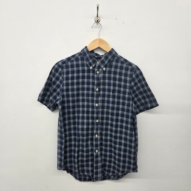 폴로 랄프로렌 체크 반팔 셔츠 네이비 여L