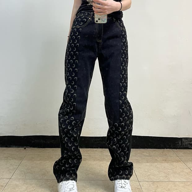 Marine Serre moon pattern denim pants