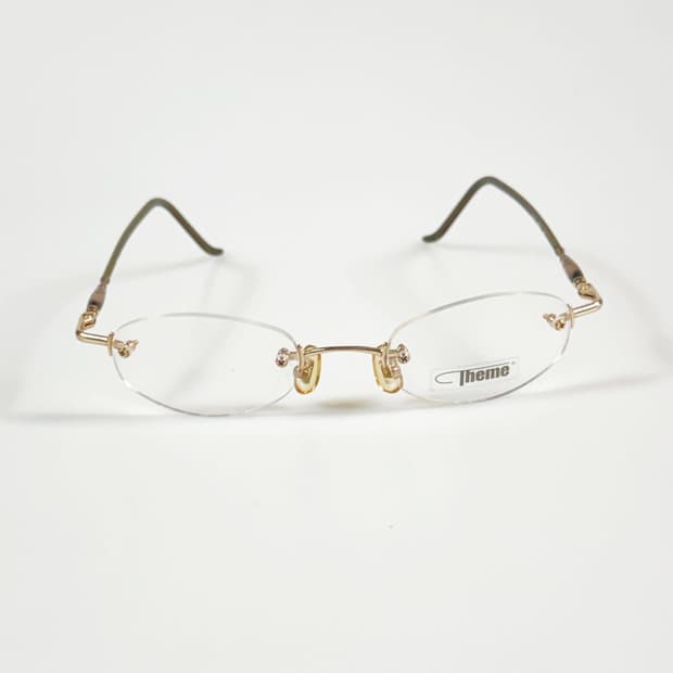 90s THEME 골드 오벌 무테 메탈 빈티지 안경