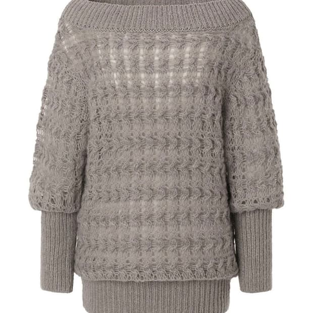 쓰리타임즈 멜로우 니트 탑 그레이