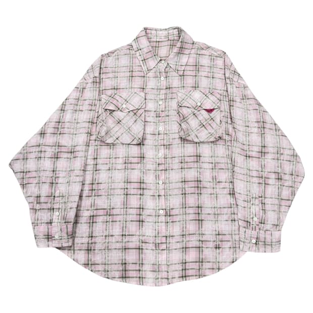 애즈이프캘리 더티 워싱 오버핏 체크 셔츠 남방 핑크
