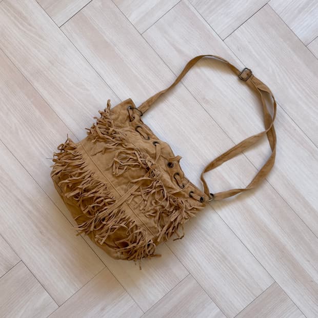 [Vintage] Suede Fringe Bucket Shoulder B