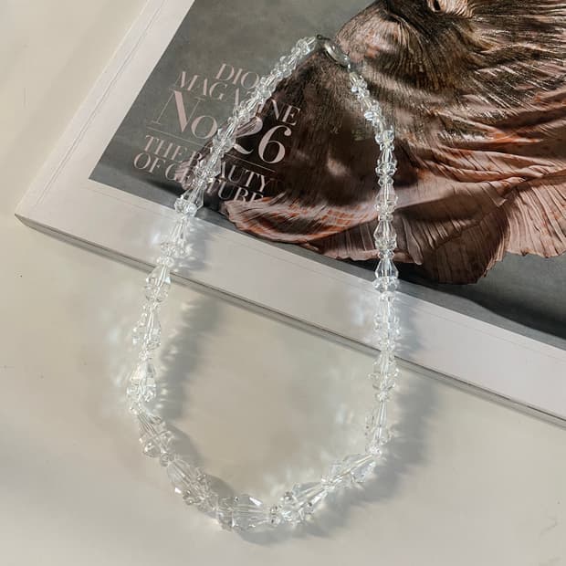 크리스탈 비즈 실버 목걸이 빈티지 주얼리