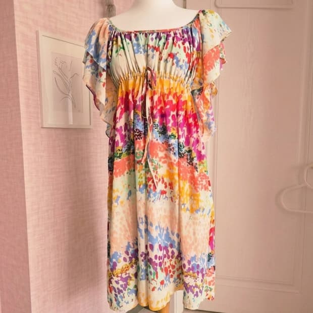  H&M 가든 컬렉션 수채화 플라워 러플 원피스