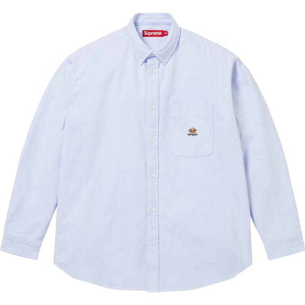 슈프림 루즈 핏 플란넬 옥스포드 셔츠 라이트 블루 - 25FW L 