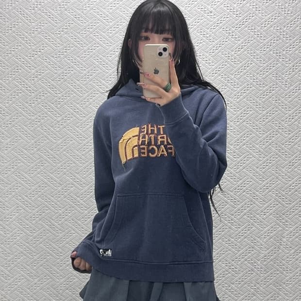 노스페이스 올드스쿨 아메카지 데미지로고 후드티 100 C11702