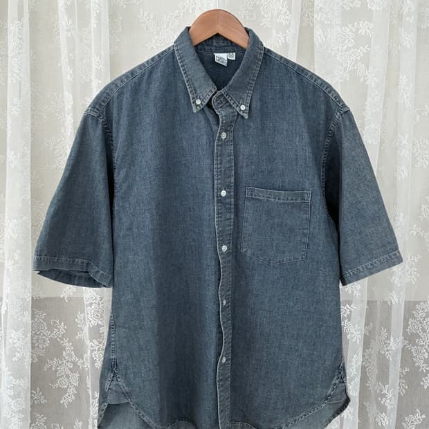 M) 파르티멘토 스톤 워싱 데님 반팔 셔츠