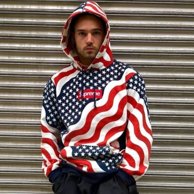 슈프림 14FW 성조기 박스로고 후드