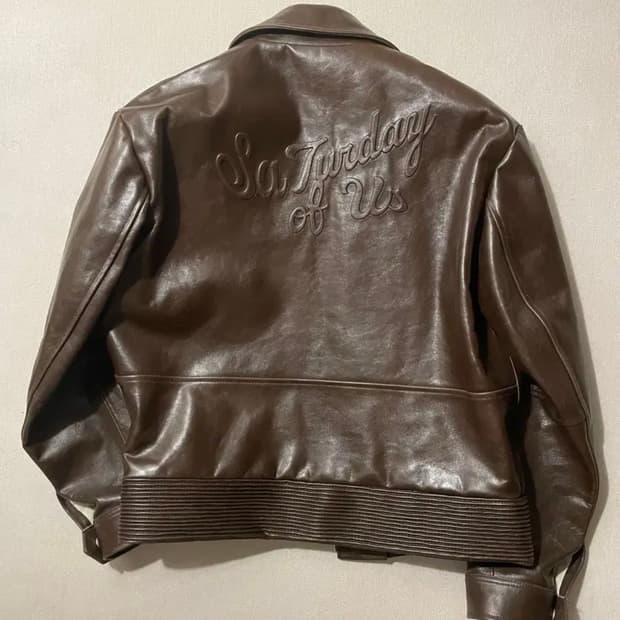STU 엠브로이드 레더 자켓 브라운(M)