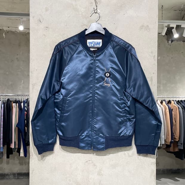 재패니즈 빈티지 블루 8볼 사틴 블루종 자켓