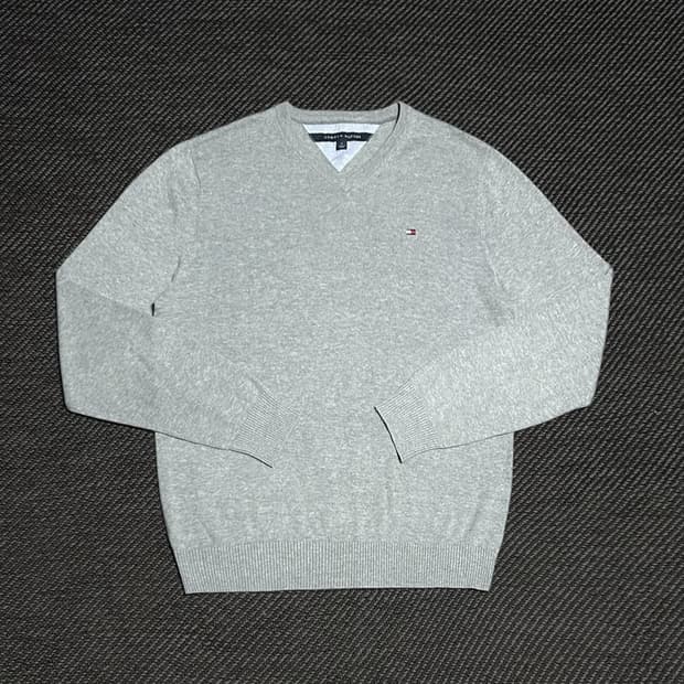 [M] Tommy 타미힐피거 그레이 코튼 브이넥 니트