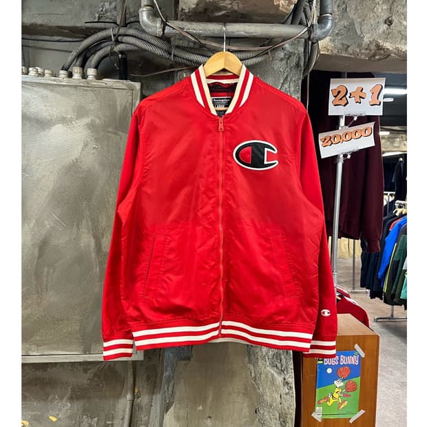 챔피온 빅로고 바시티 자켓 레드 L #csz3471