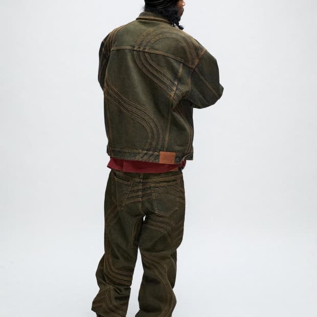 Supreme s logo denim setup dirty green