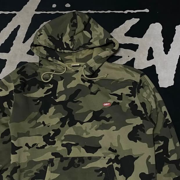 오베이 카모플라쥬 밀리터리 기모 후드티 M