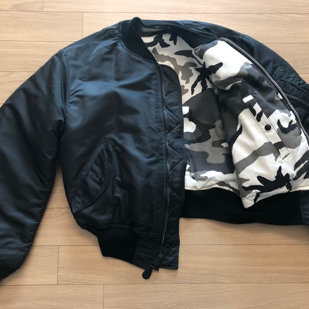 90s HOPE mfg 블랙 MA-1 시티 카모 안감 