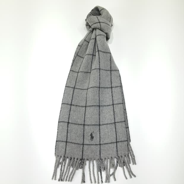 MX400 폴로 이태리판 램스울 헤링본 그레이 머플러 목도리