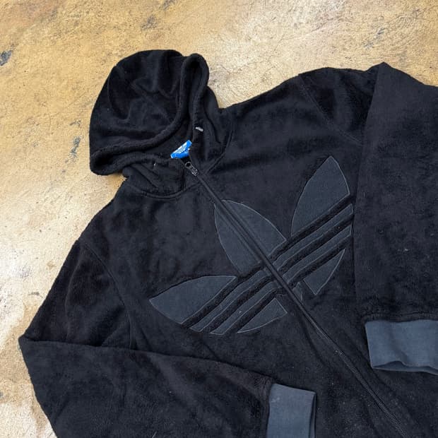 아디다스 빅로고 파이어버드 후리스 후드집업 블랙 105