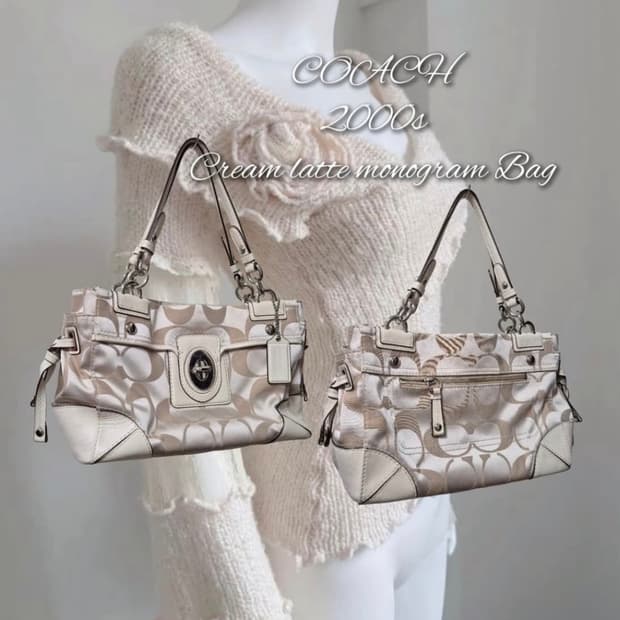 [OS]Coach VTG monogram bag cream latte
