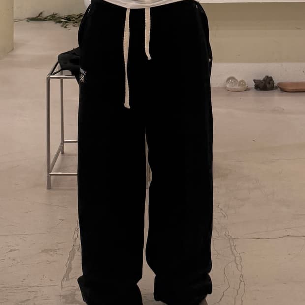 새터 스웻 와이드 코튼 팬츠 