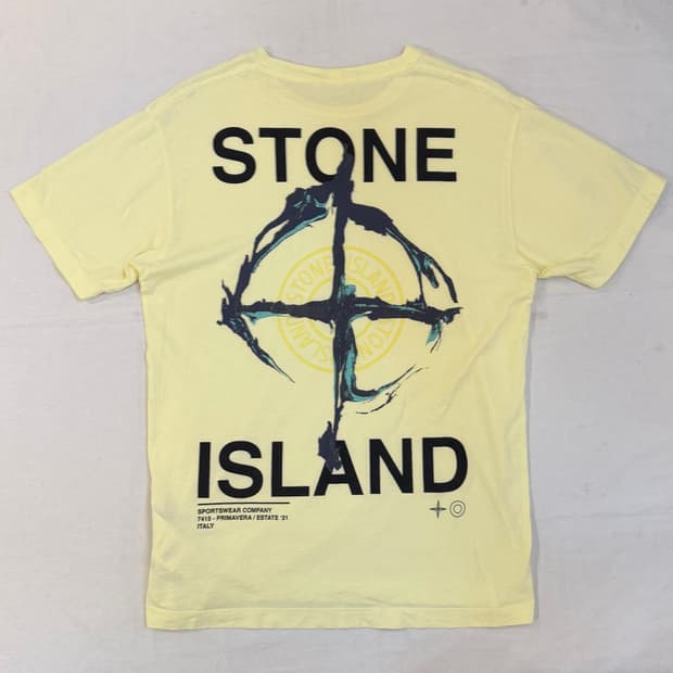 21ss 스톤아일랜드 빅로고 마블 쓰리 티셔츠 레몬