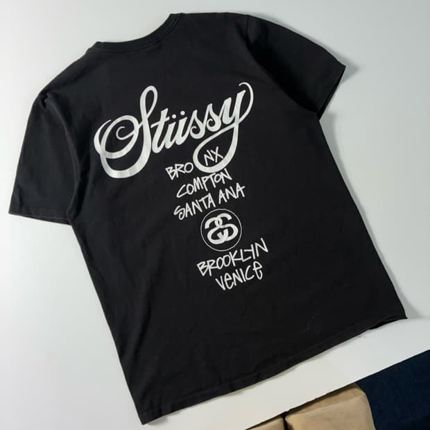 Stussy 스투시 월드투어 블랙 반팔티셔츠