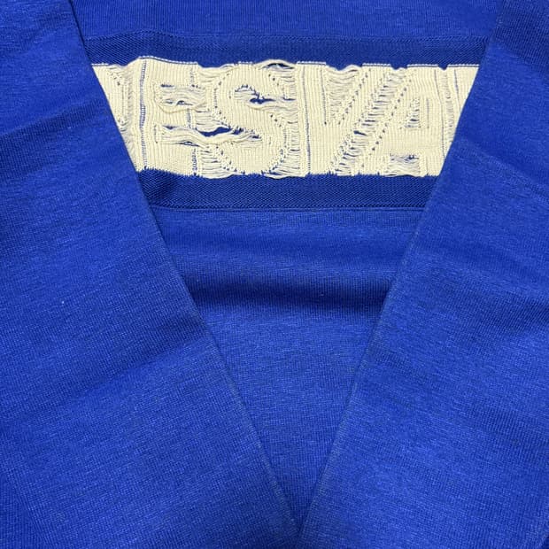 [SYSTEM HOMME] 디스트로이드 레터링 니트 풀오버