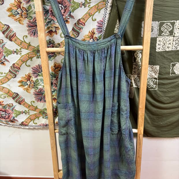 히피 모리 하구미 카키 패턴 디테일 레이어드 원피스