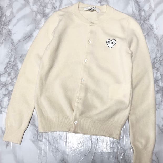 꼼데가르송 가디건 화이트와펜 상태최고 램스울 여성용