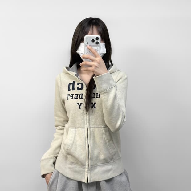 아베크롬비 피치 로고 후드집업 그레이