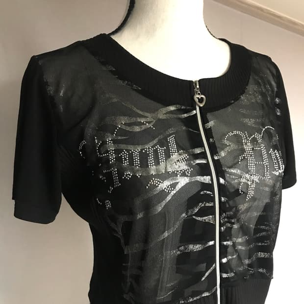 Mesh Cubic Crop Zip-up