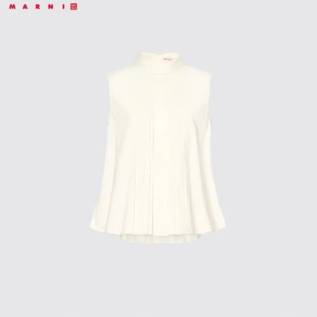 유니클로X마르니 플리츠 블라우스 XL 크림