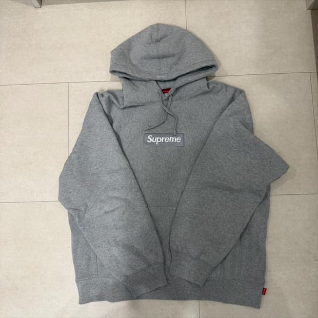 [L]24FW 슈프림 박스로고 후드 헤더그레이