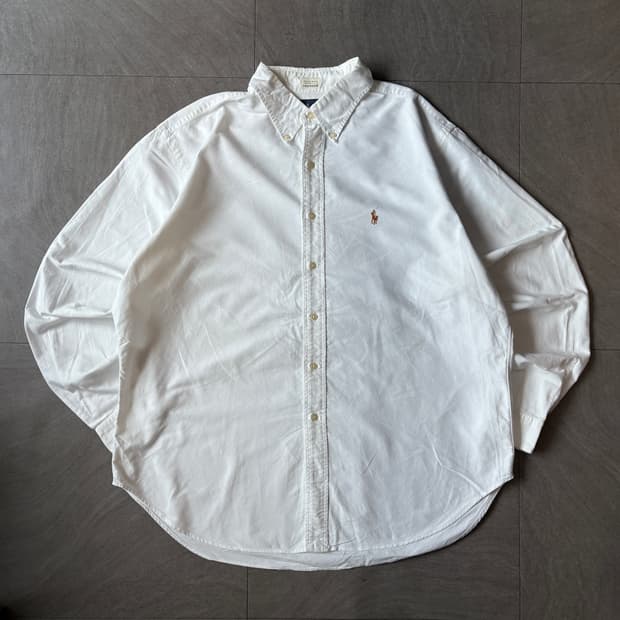 폴로 정품 화이트 멀티 포니 로고 옥스포드 셔츠